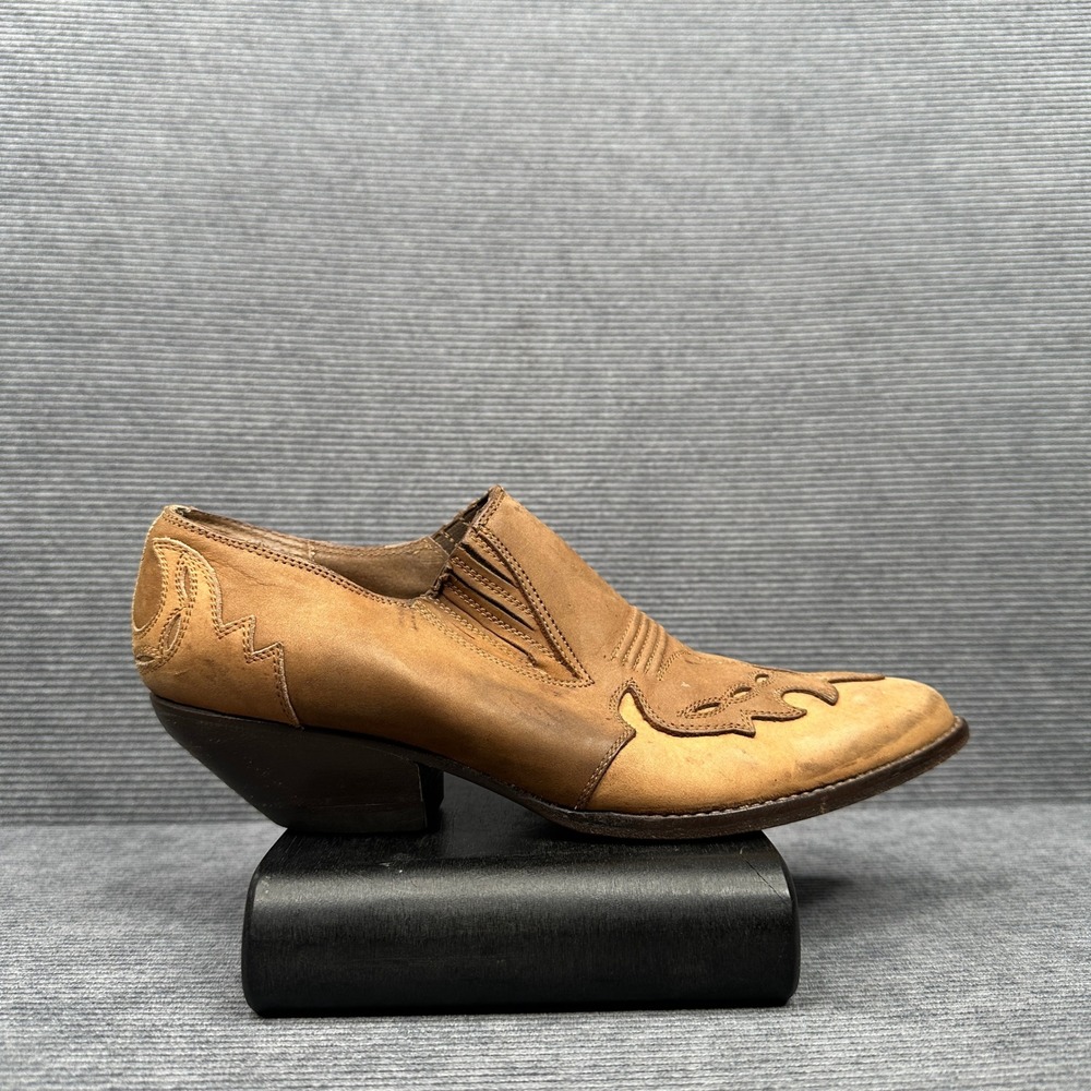 Vintage Guess by Georges Marciano Western Leather Shooties Tan Brown Spain 8.5B